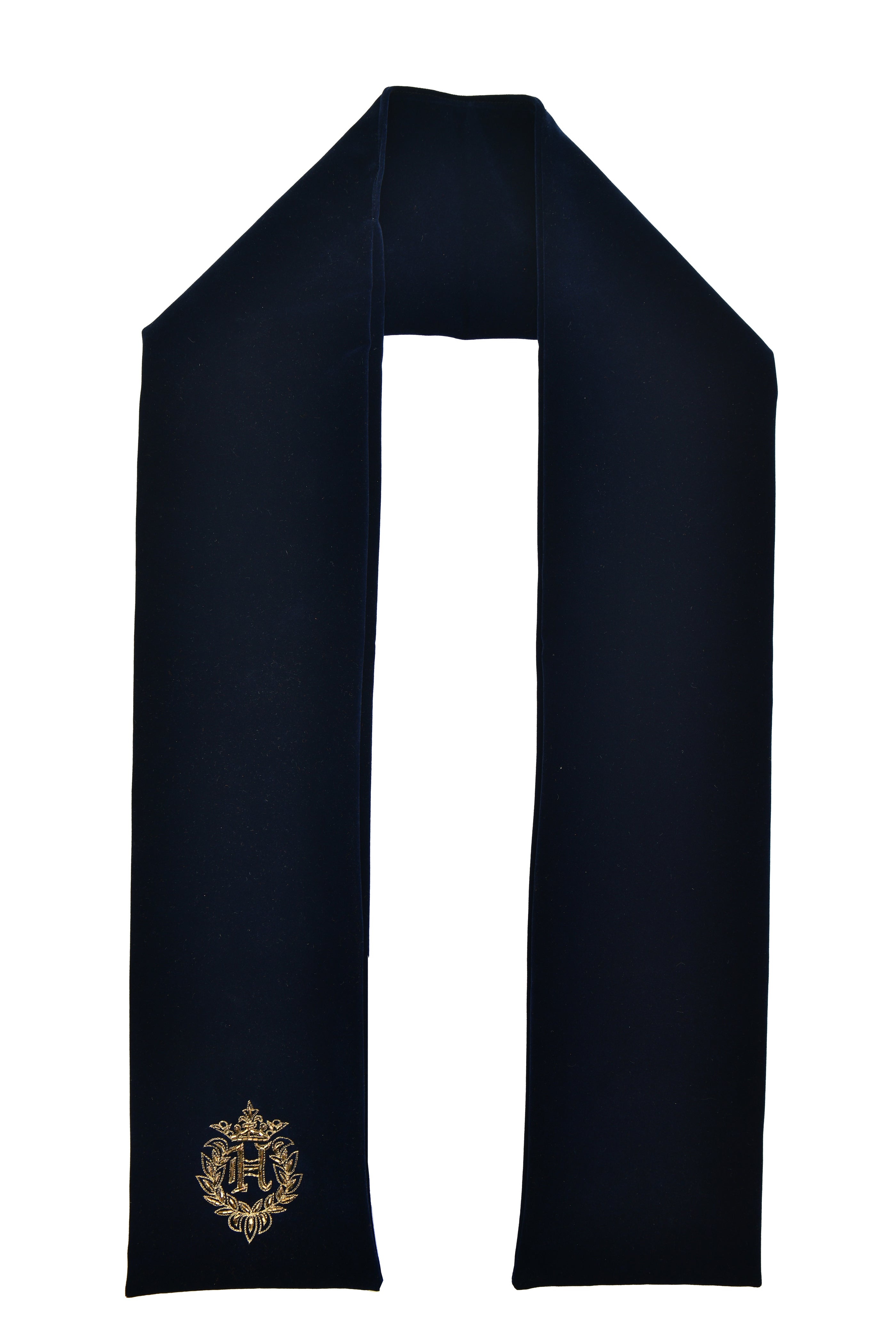 Navy Blue Motif Velvet Muffler HumayunAlamgir