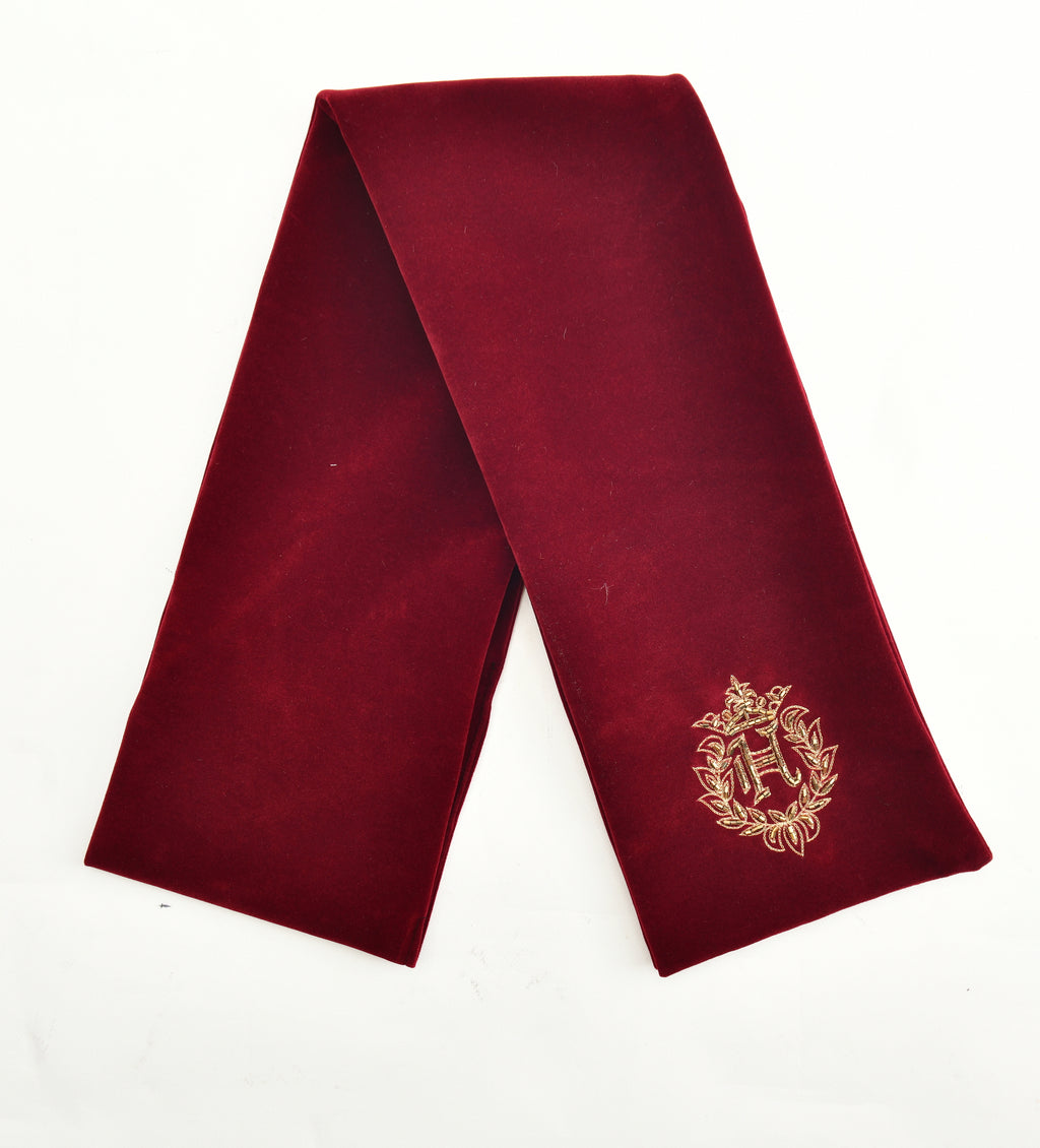 Maroon Motif Velvet Muffler HumayunAlamgir