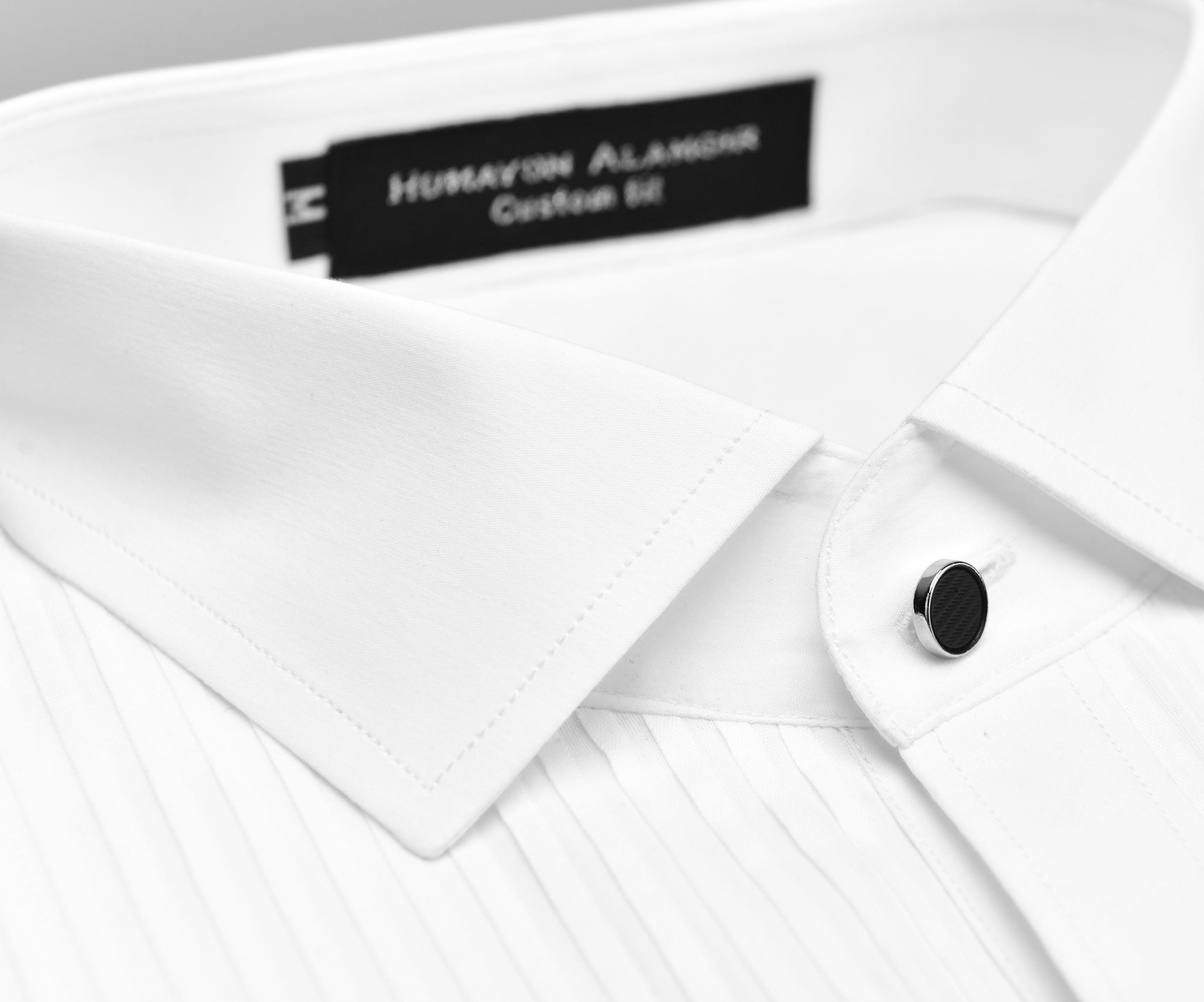 White Pintex Design Tuxedo Shirt – Humayunalamgir