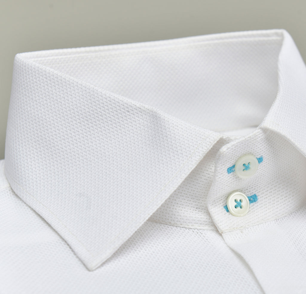 White Dolby Fabric Thread Front Motif Shirt Semi Formal humyaunalamgir