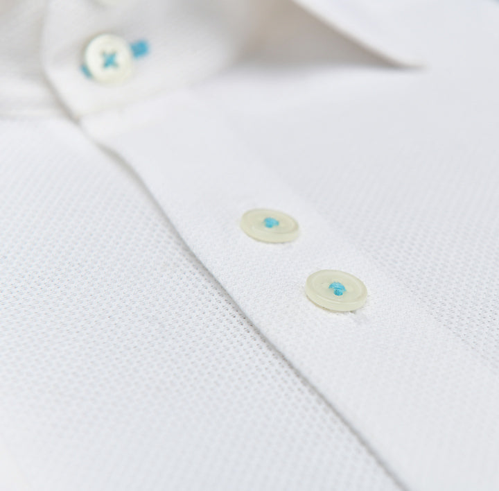 White Dolby Fabric Thread Front Motif Shirt Semi Formal humyaunalamgir