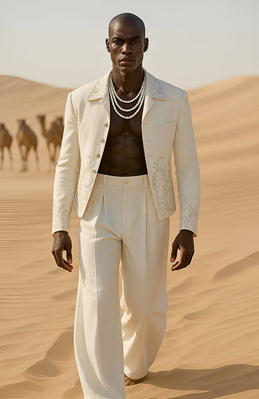 White and Grey Embroidered Co-rd set Casual Humayun Alamgir