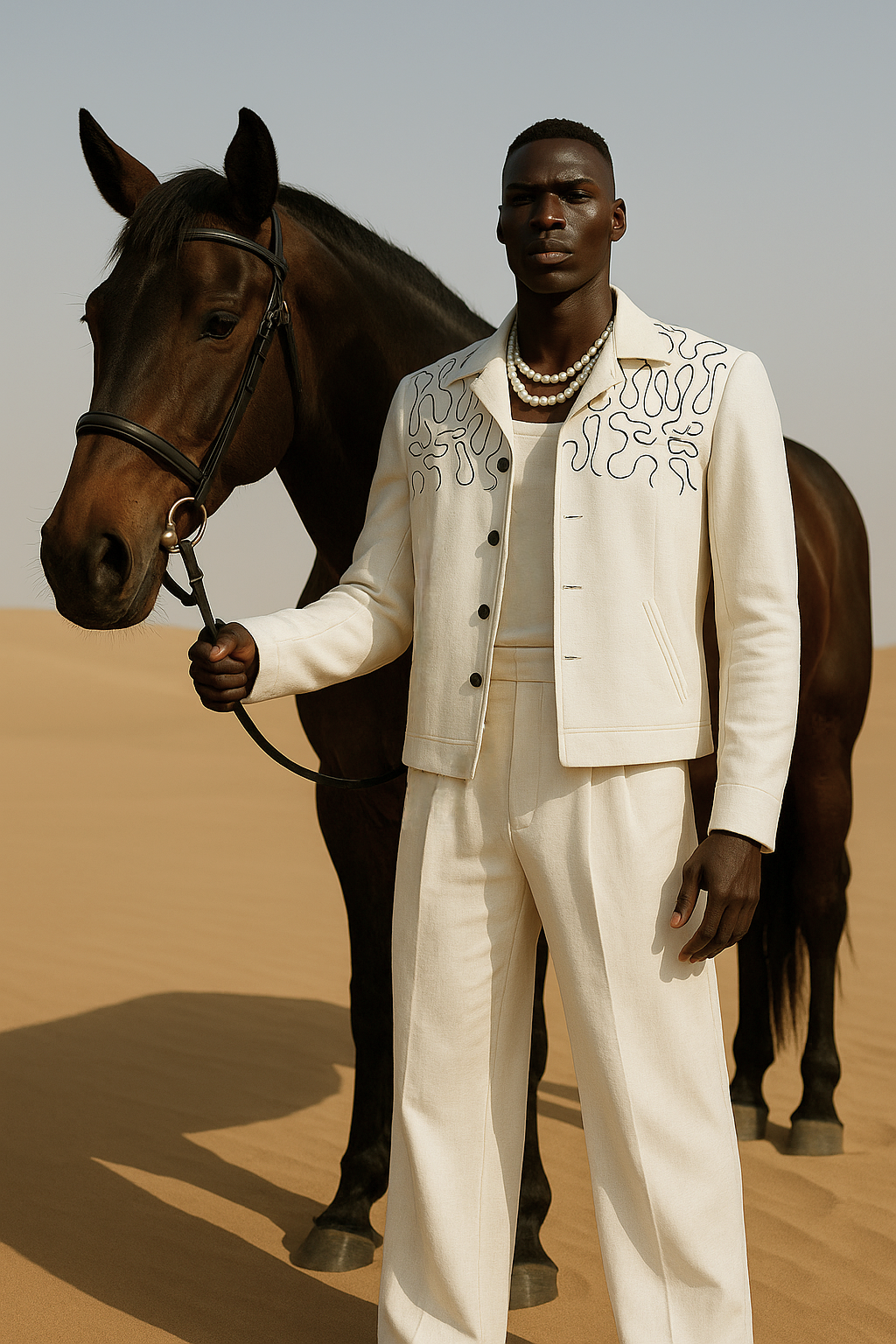 White and Black Embroidered Co-rd set Casual Humayun Alamgir