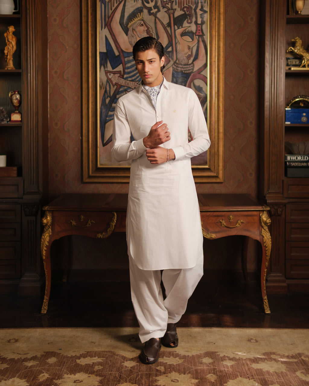 PEARL WHITE EGYPTIAN COTTON SHALWAR KAMEEZ