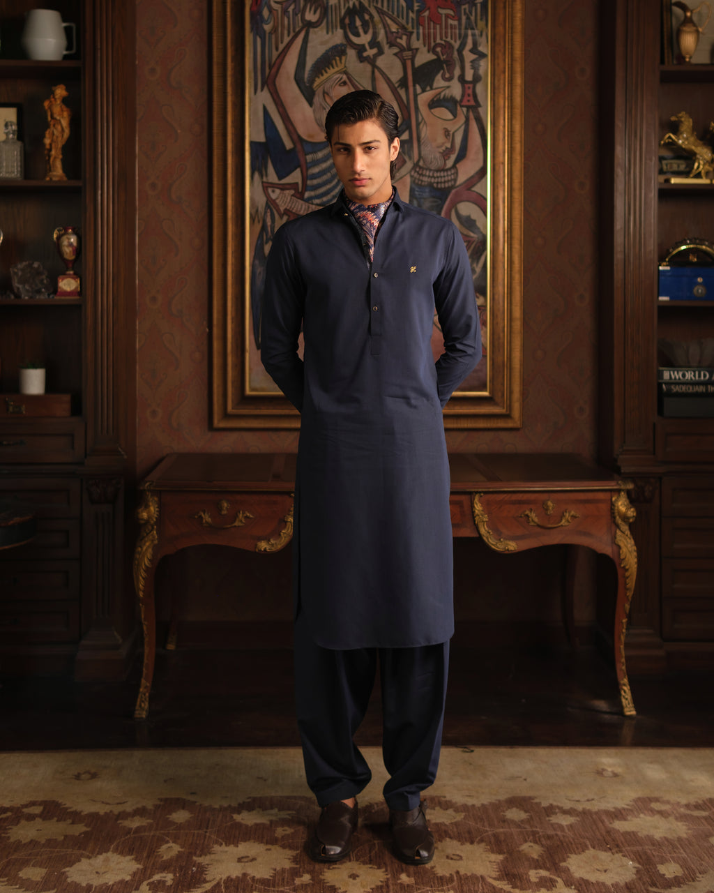 BLUE SELF TEXTURE WASH N WEAR SHALWAR KAMEEZ