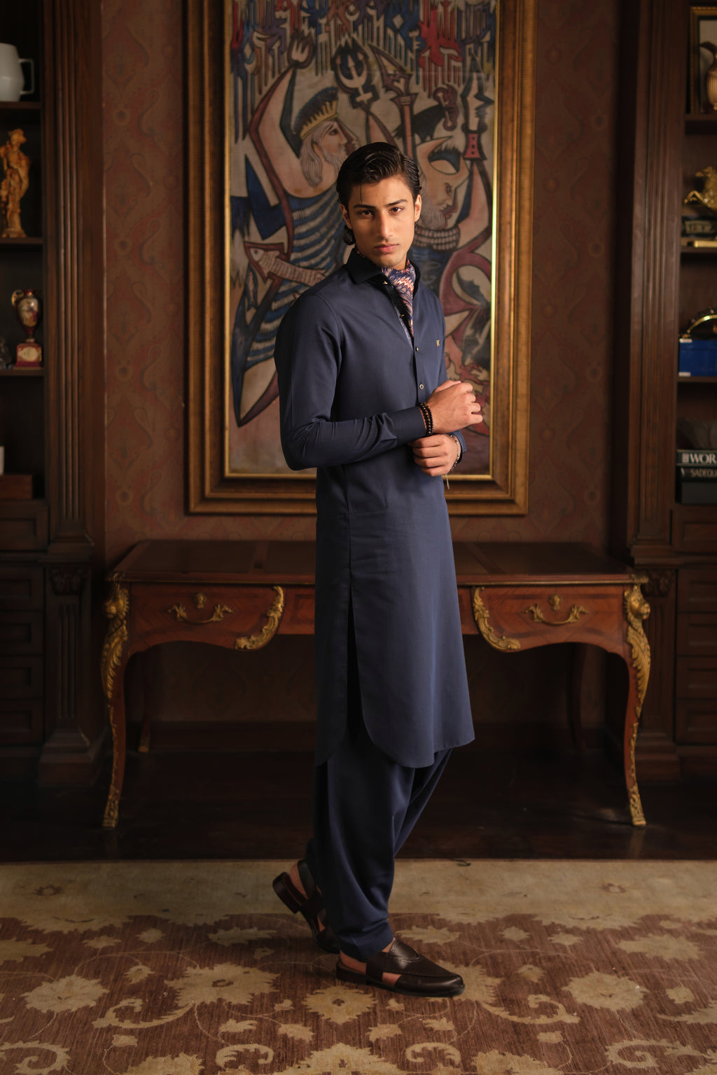 BLUE SELF TEXTURE WASH N WEAR SHALWAR KAMEEZ