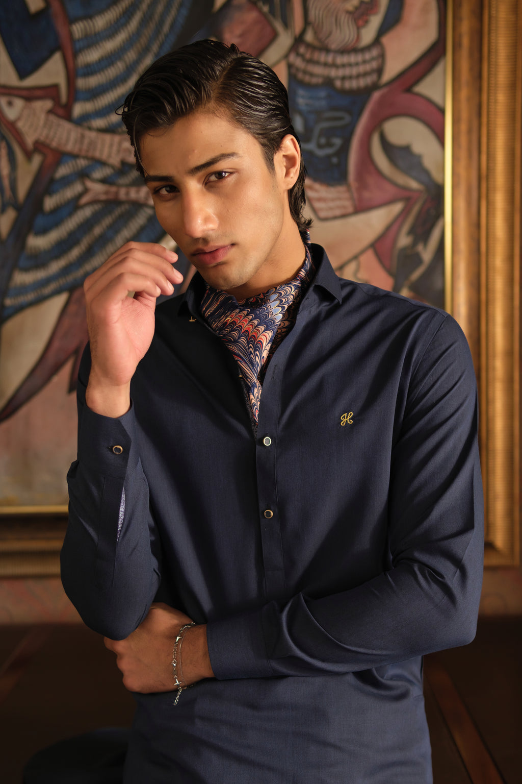 BLUE SELF TEXTURE WASH N WEAR SHALWAR KAMEEZ