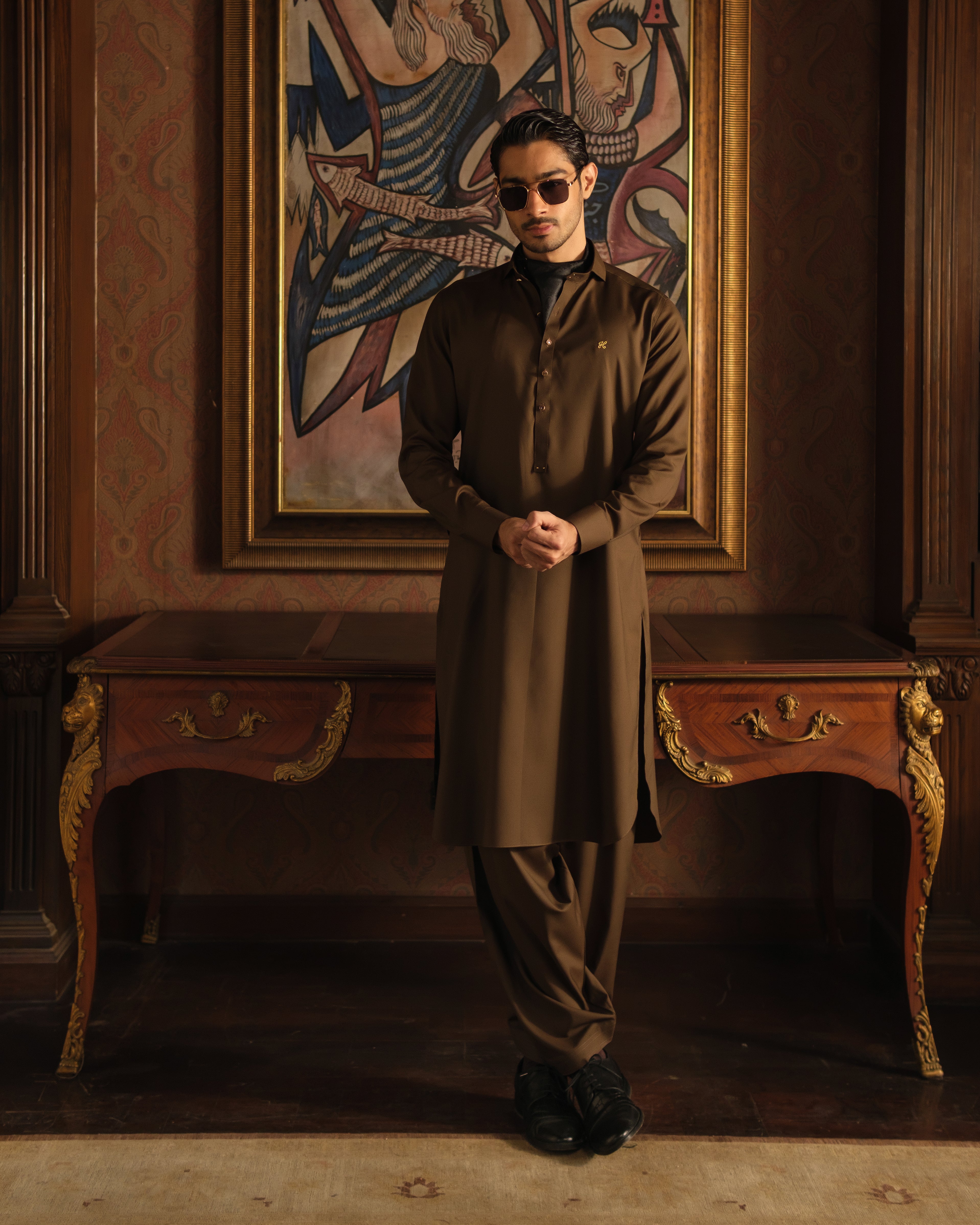LIGHT BROWN WASH N WEAR SHALWAR KAMEEZ