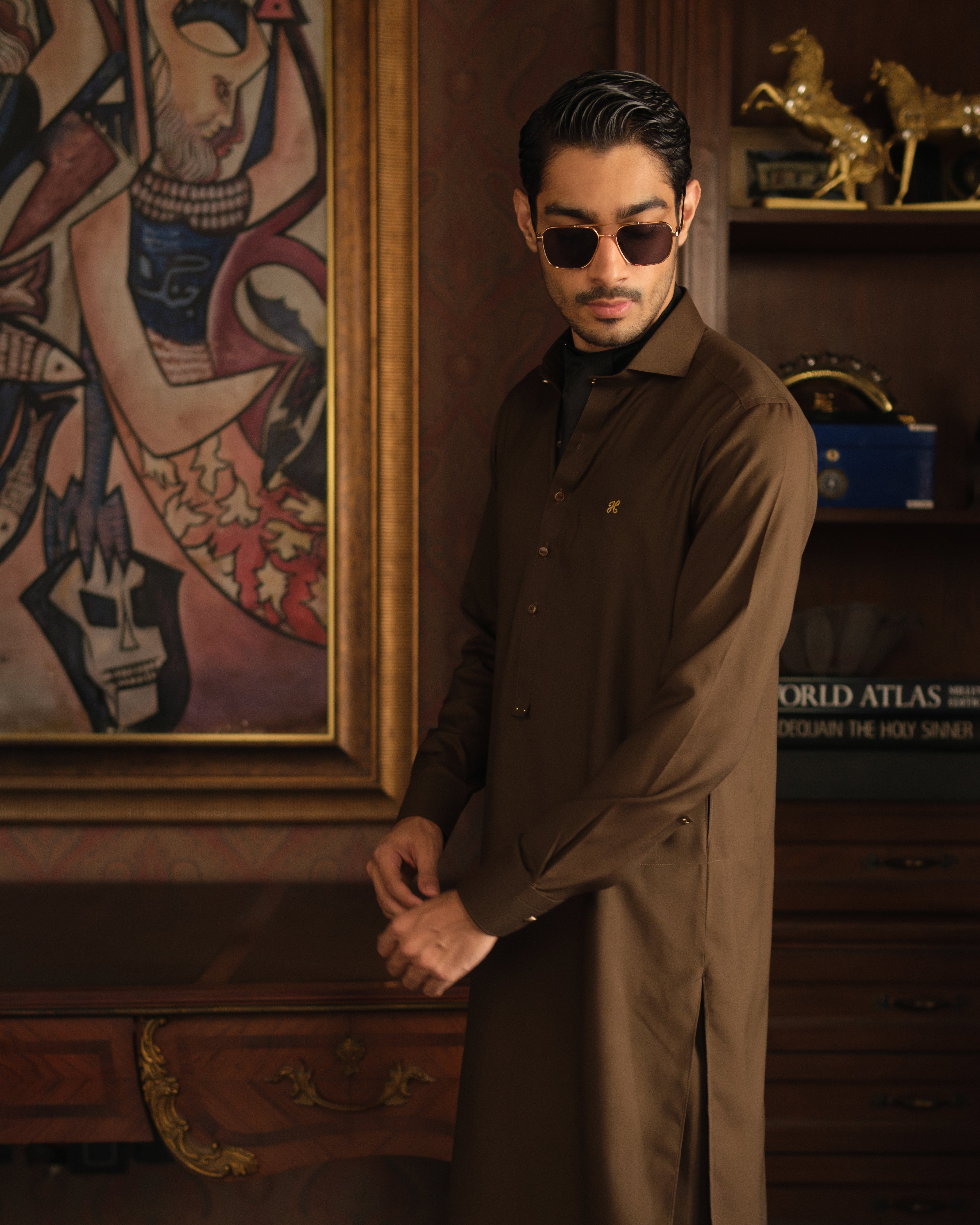 LIGHT BROWN WASH N WEAR SHALWAR KAMEEZ