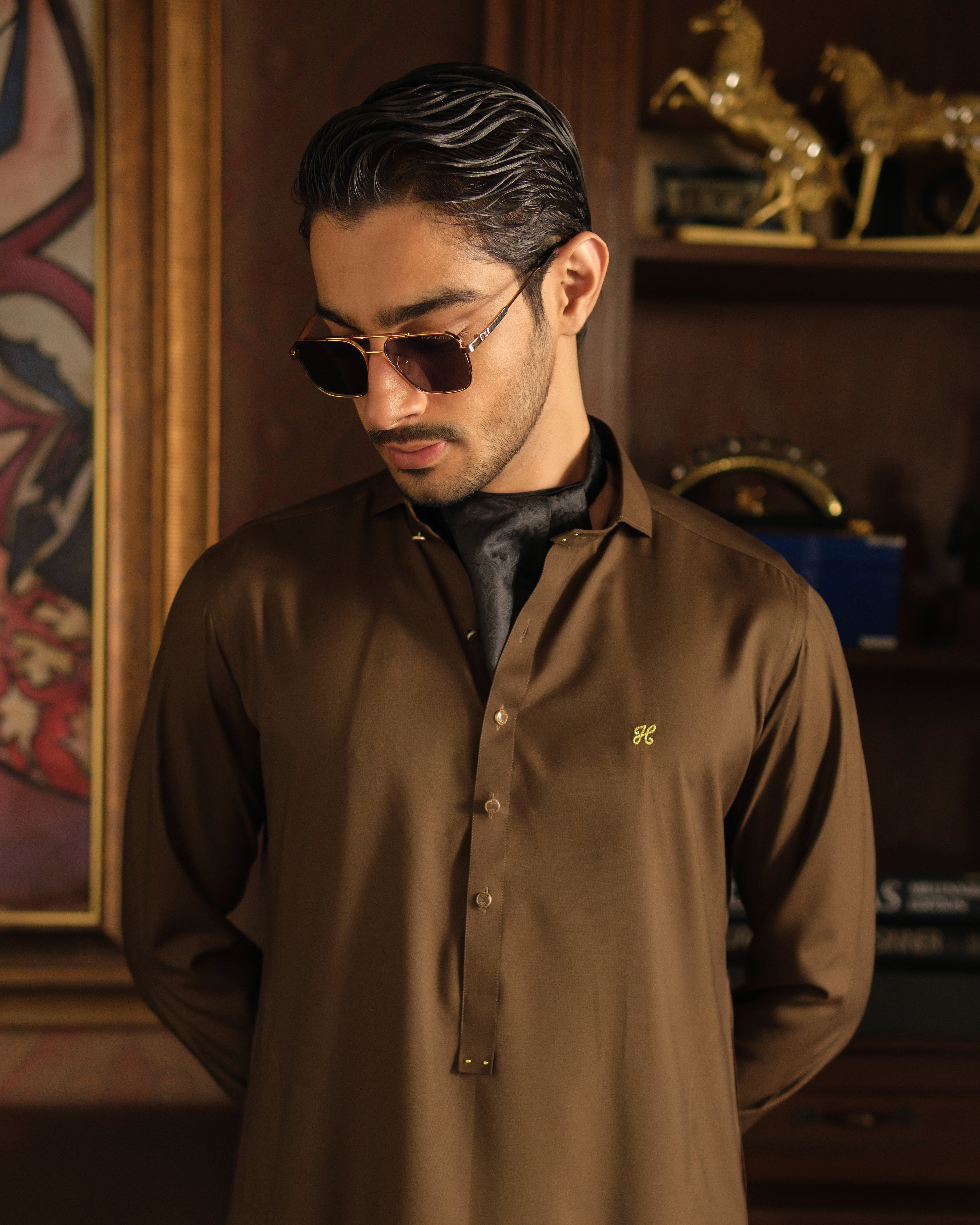 LIGHT BROWN WASH N WEAR SHALWAR KAMEEZ