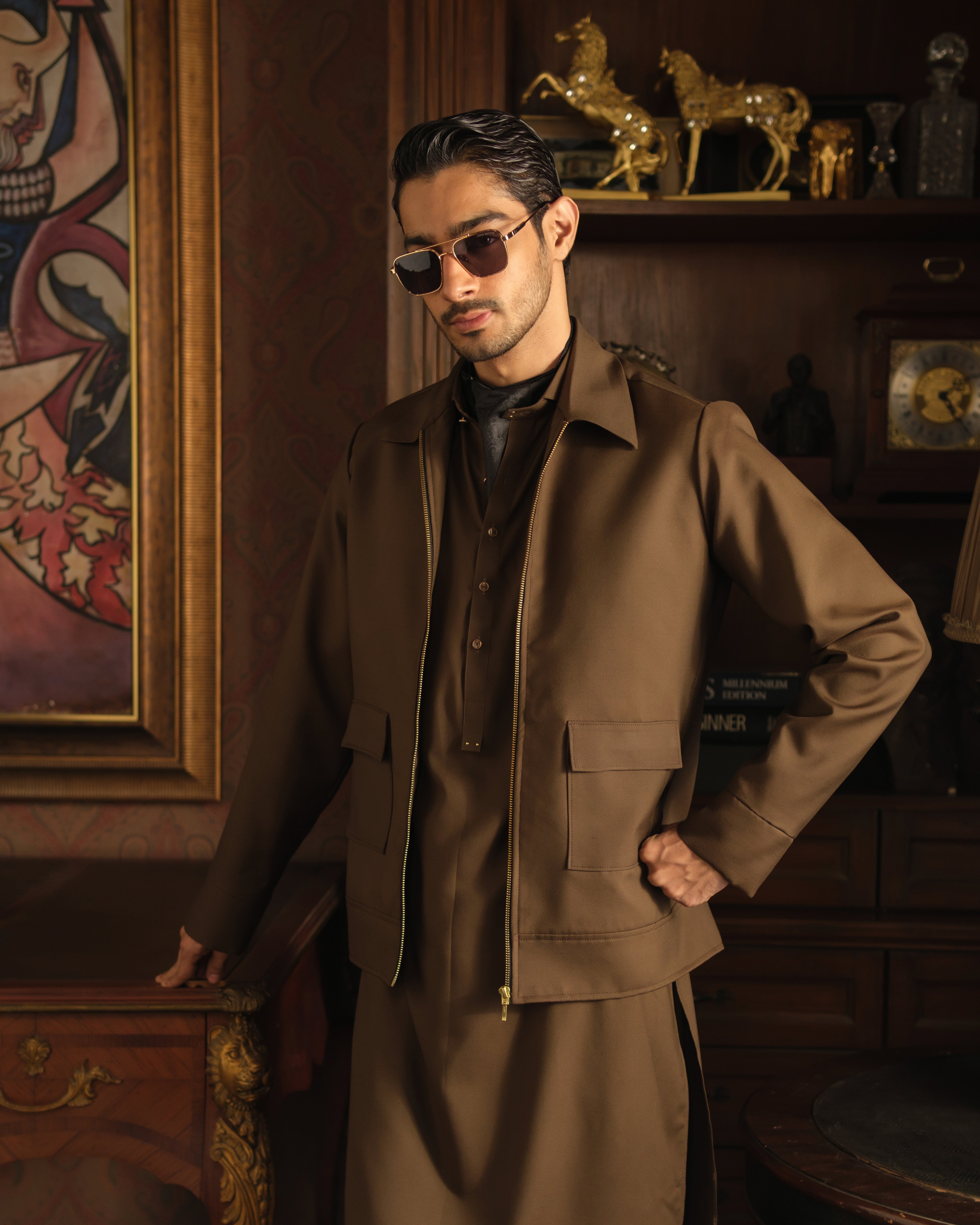 LIGHT BROWN WASH N WEAR SHALWAR KAMEEZ