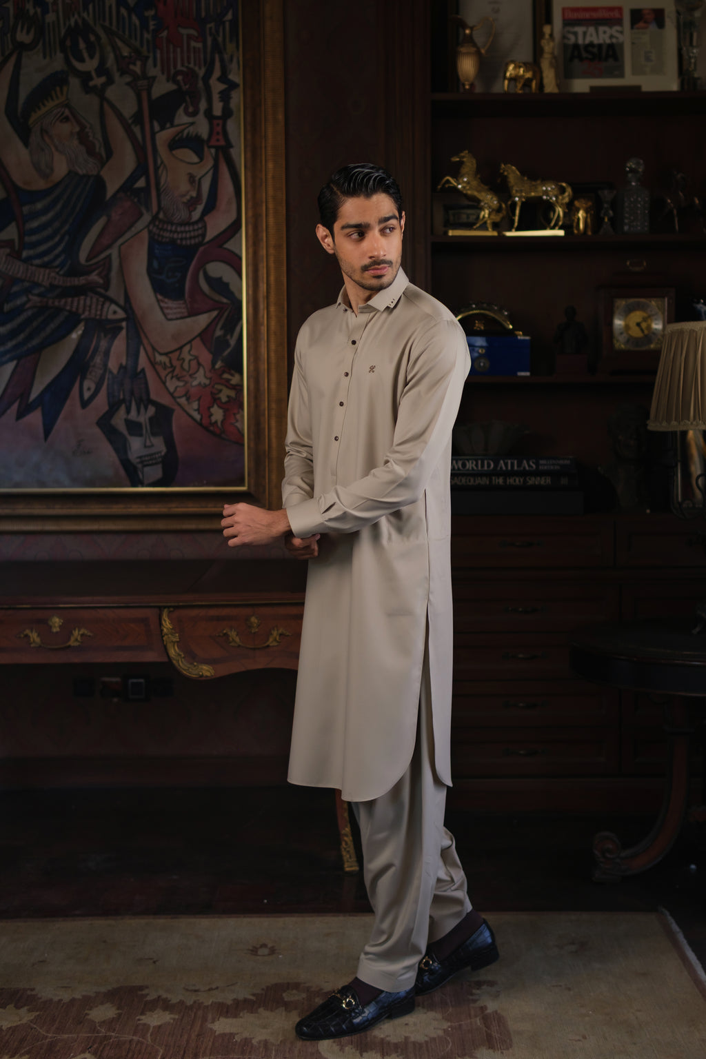 IVORY SELF TEXTURE WASH N WEAR SHALWAR KAMEEZ