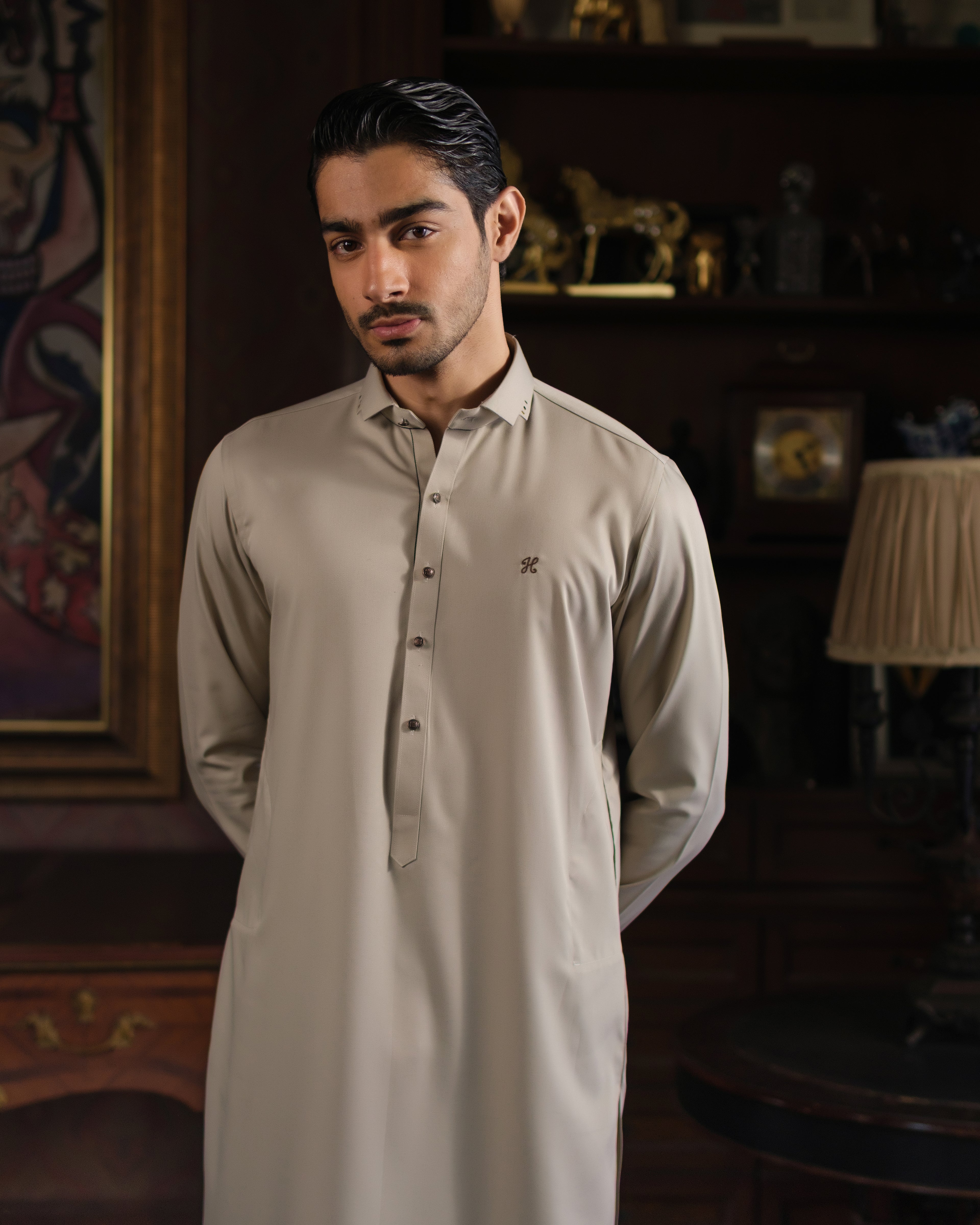 IVORY SELF TEXTURE WASH N WEAR SHALWAR KAMEEZ