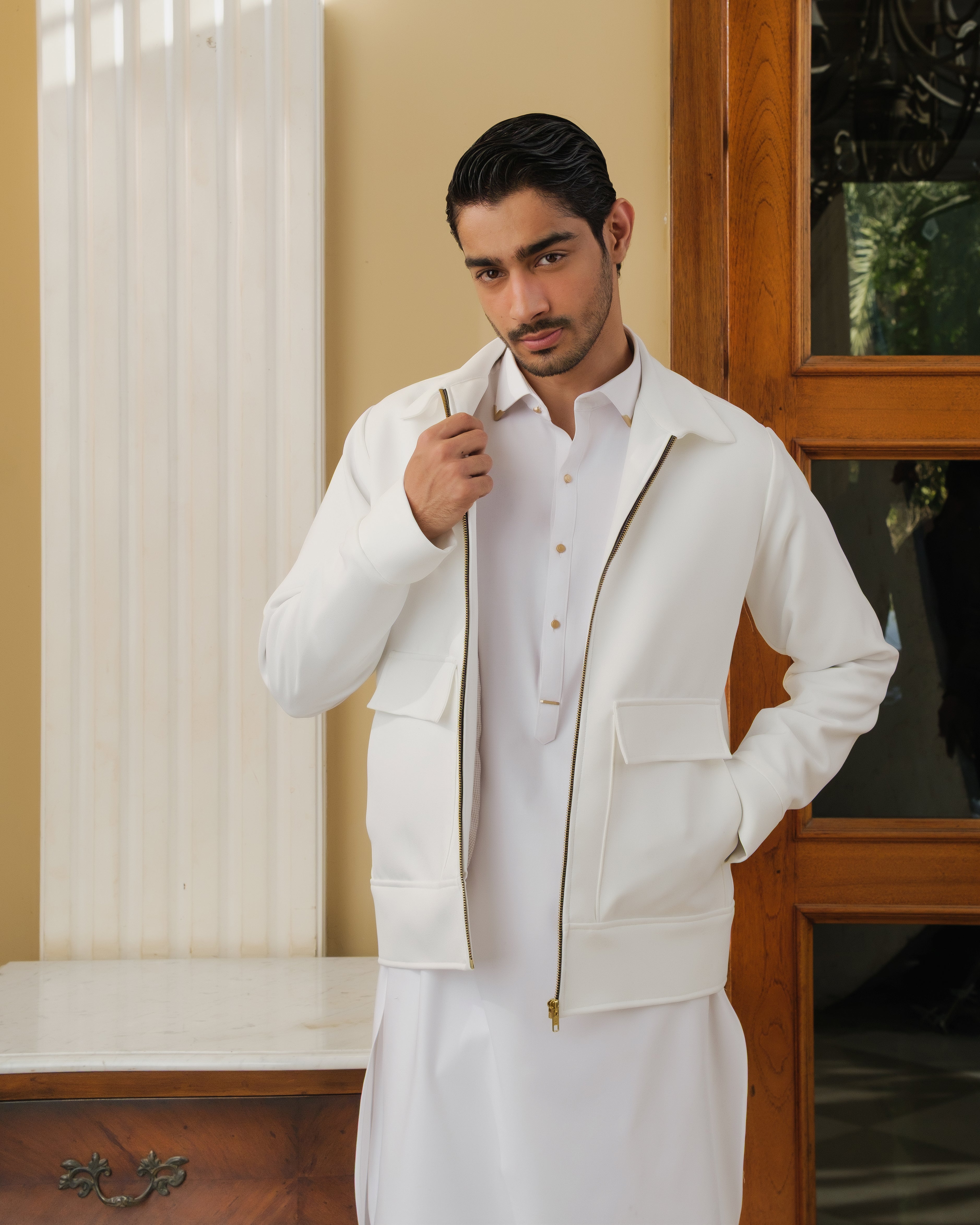 WHITE TWILL EGYPTIAN COTTON SHALWAR KAMEEZ