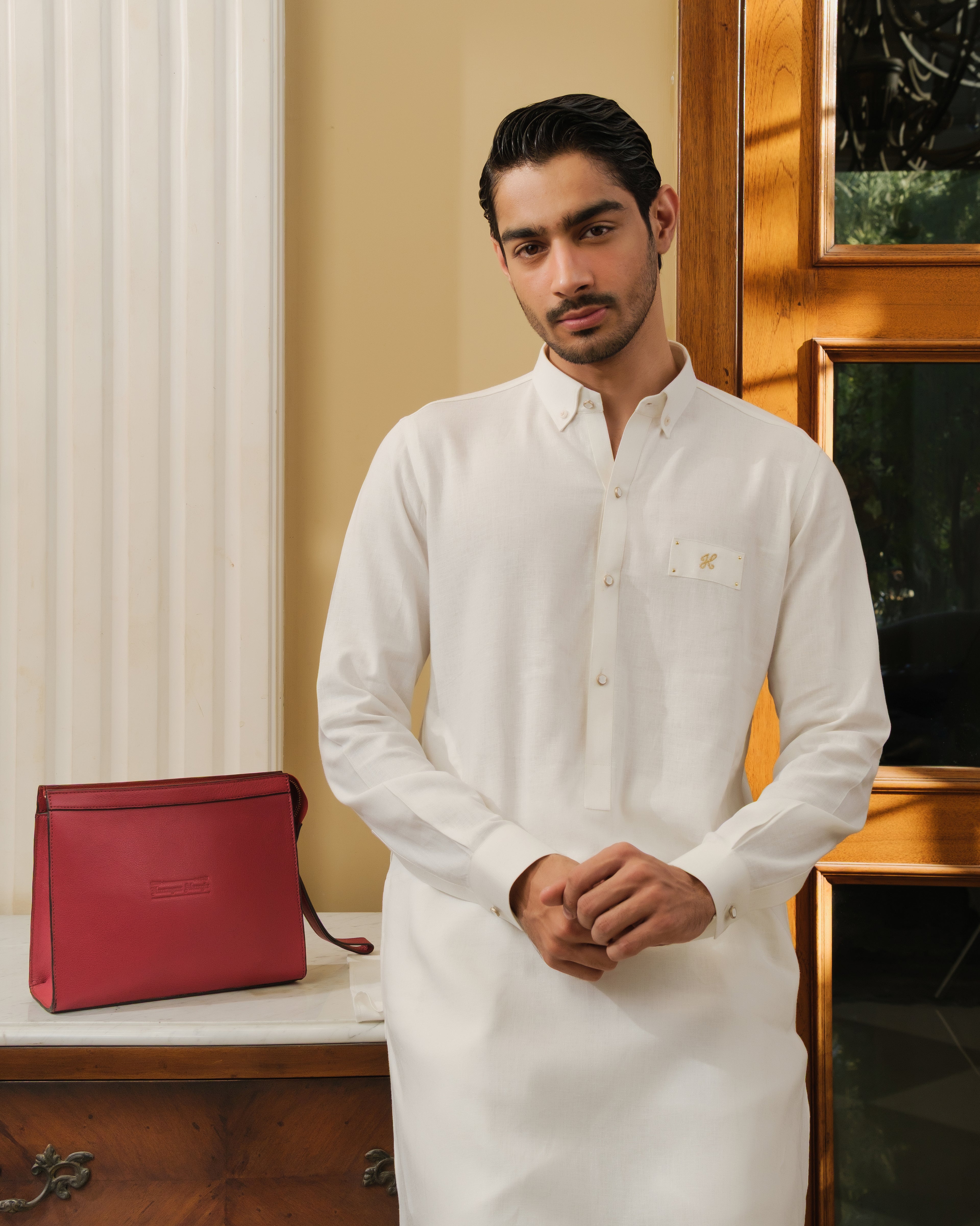 MILKY WHITE LINEN KURTA PAJAMA