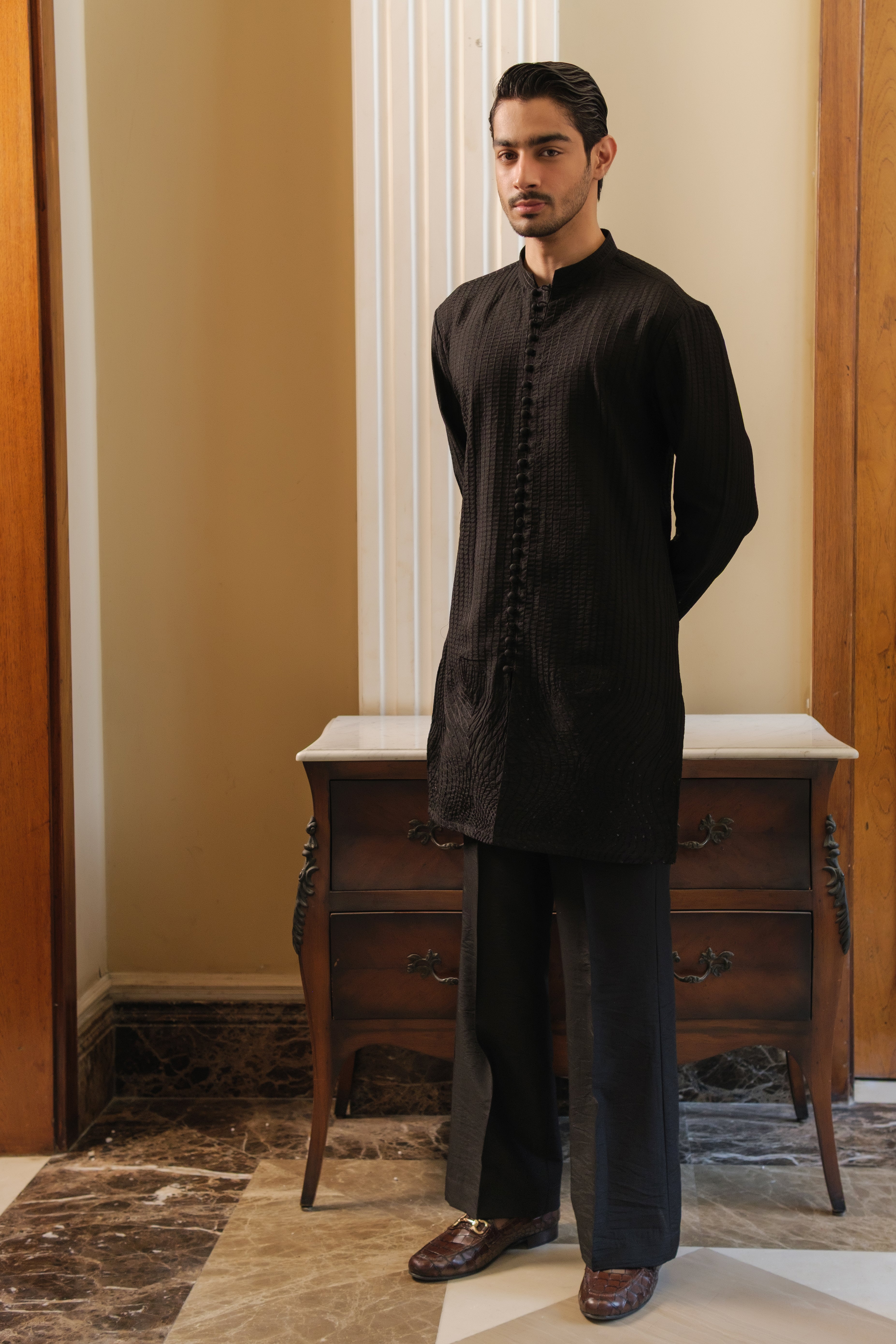 BLACK ZARDOZI KURTA PAJAMA