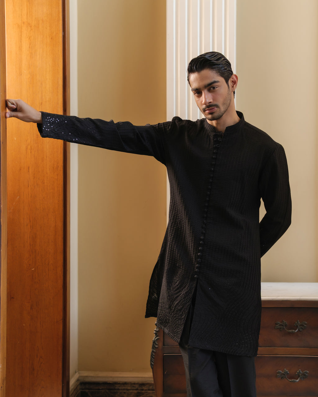BLACK ZARDOZI KURTA PAJAMA