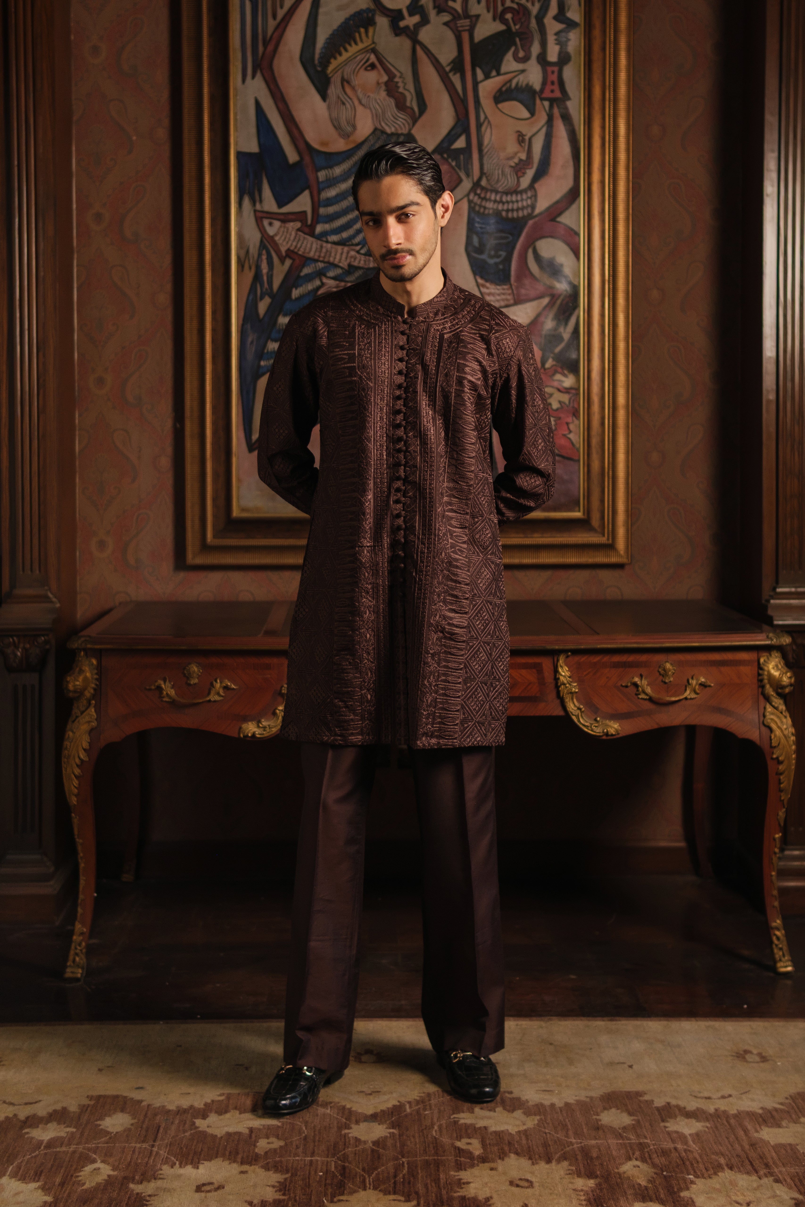 BROWN DEEWAN KURTA PAJAMA