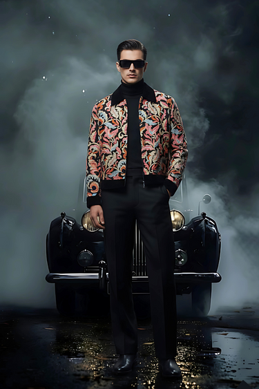 VELVET FLORAL EMBROIDERED JACKET