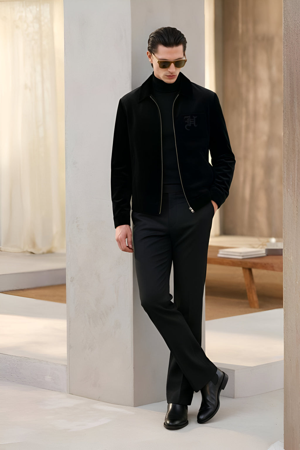 Embroidered Black Velvet Jacket With Signature Winter Jackets Humayun Alamgir