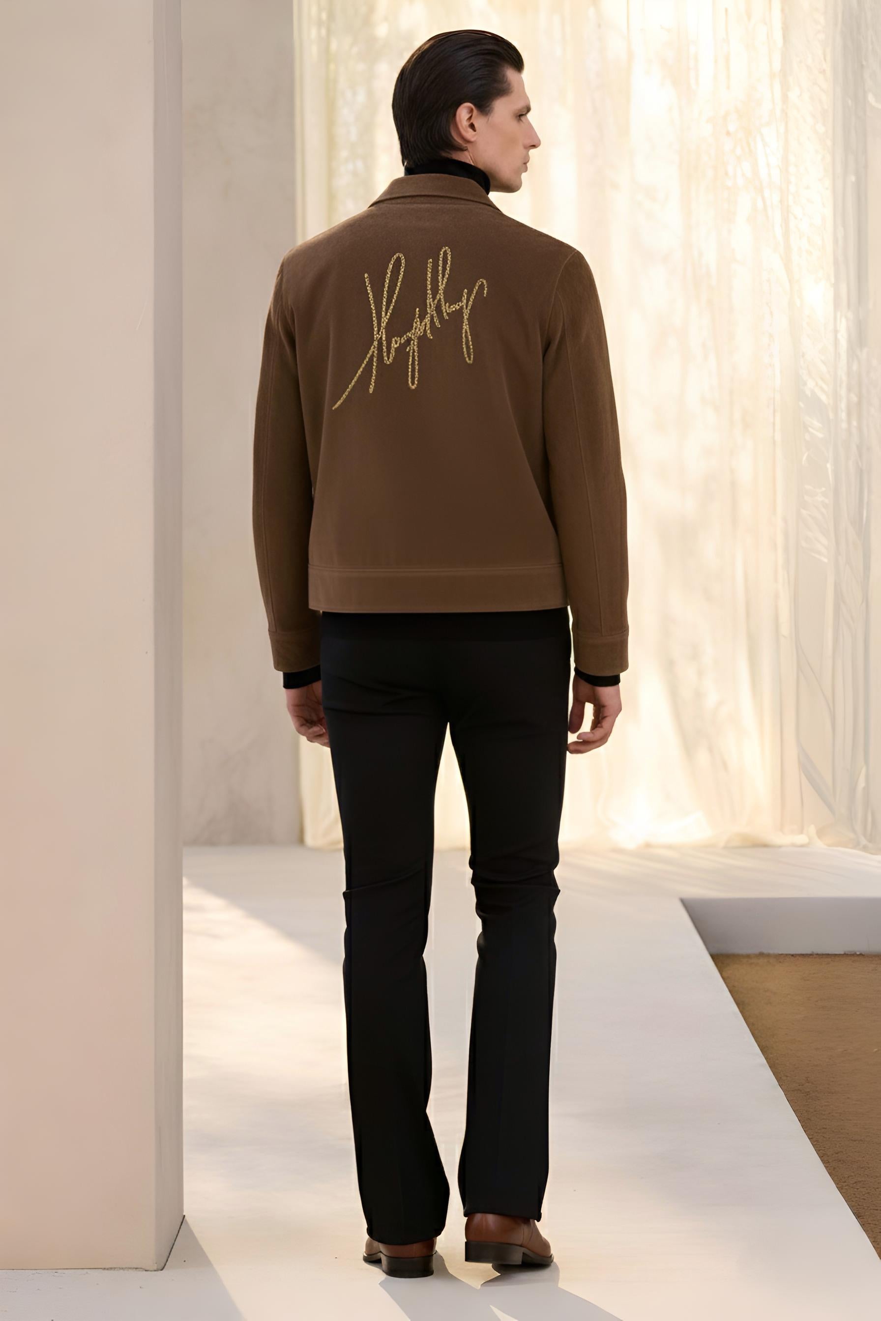 Embroidered Brown Velvet Jacket With Signature Winter Jackets Humayun Alamgir