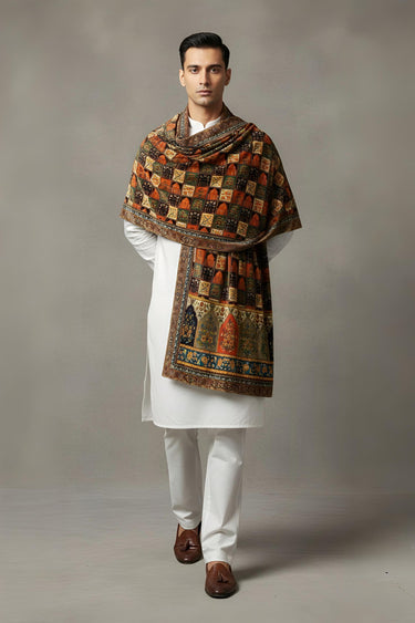 ARCHITECTURAL MOTIFS VELVET SHAWL