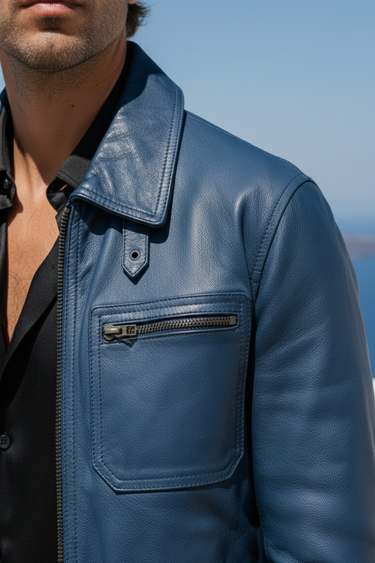 Blue Leather Jacket
