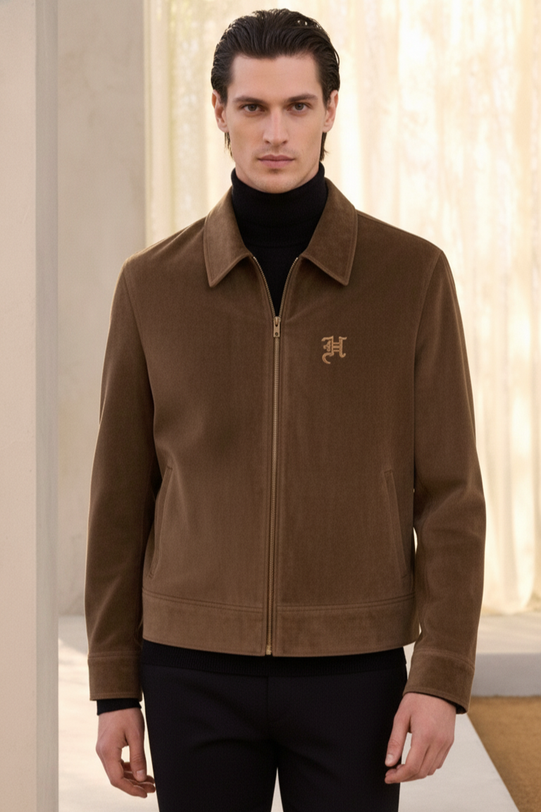 Embroidered Brown Velvet Jacket With Signature Winter Jackets Humayun Alamgir