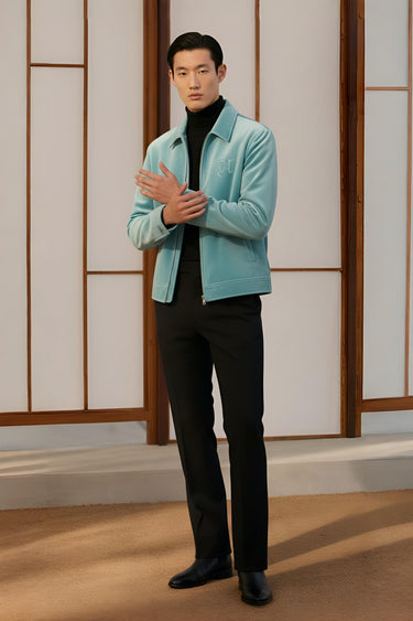 Embroidered Turquoise Velvet Jacket With Signature Winter Jackets Humayun Alamgir