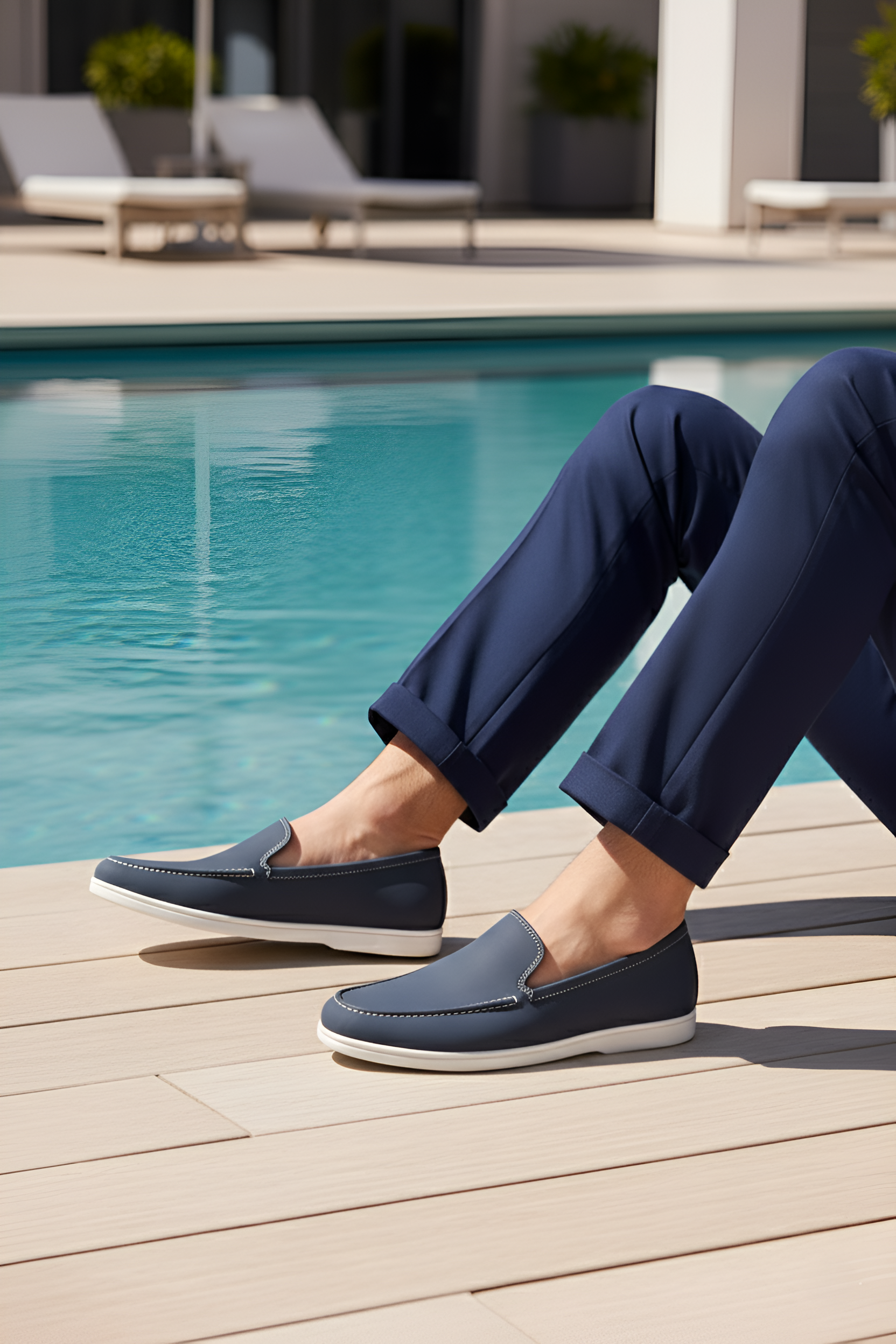 Navy Blue Loafers Shoes Humayun Alamgir