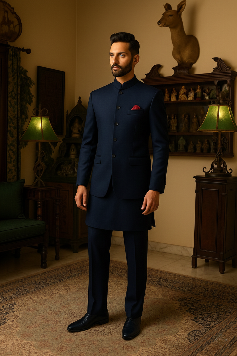 BLUE PLAIN PRINCE COAT Prince Coats Humayun Alamgir