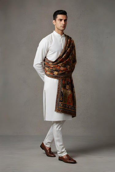 ARCHITECTURAL MOTIFS VELVET SHAWL