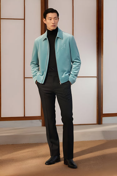 Embroidered Turquoise Velvet Jacket With Signature Winter Jackets Humayun Alamgir