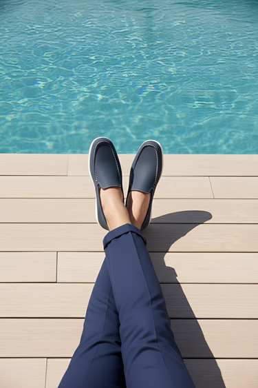 Navy Blue Loafers Shoes Humayun Alamgir