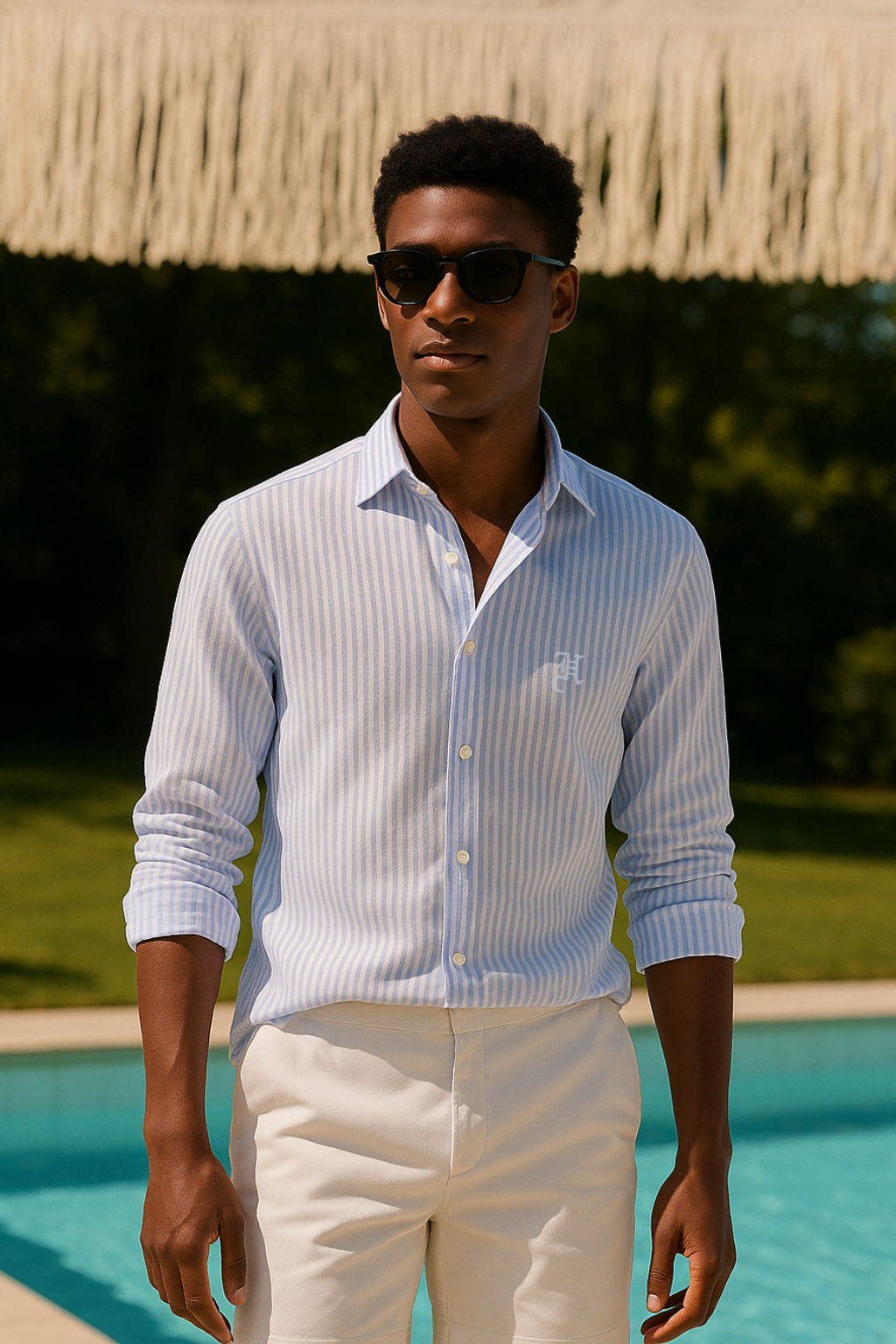 GRAY AND WHITE STRIPES SHIRT Casual Humayun Alamgir