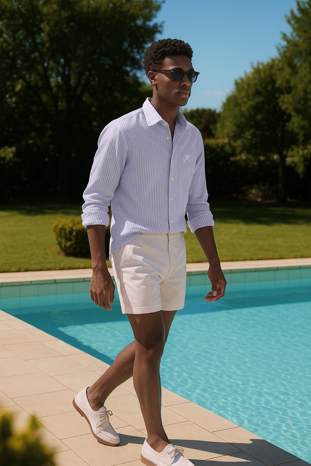 GRAY AND WHITE STRIPES SHIRT Casual Humayun Alamgir