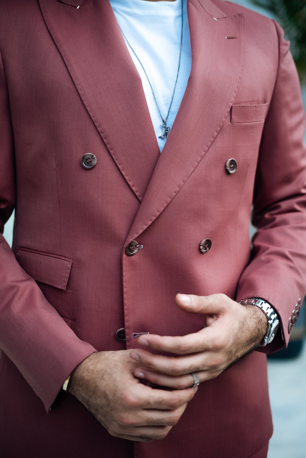 TEA PINK ITALIAN DOUBLE BREASTED SUIT Humayunalamgir