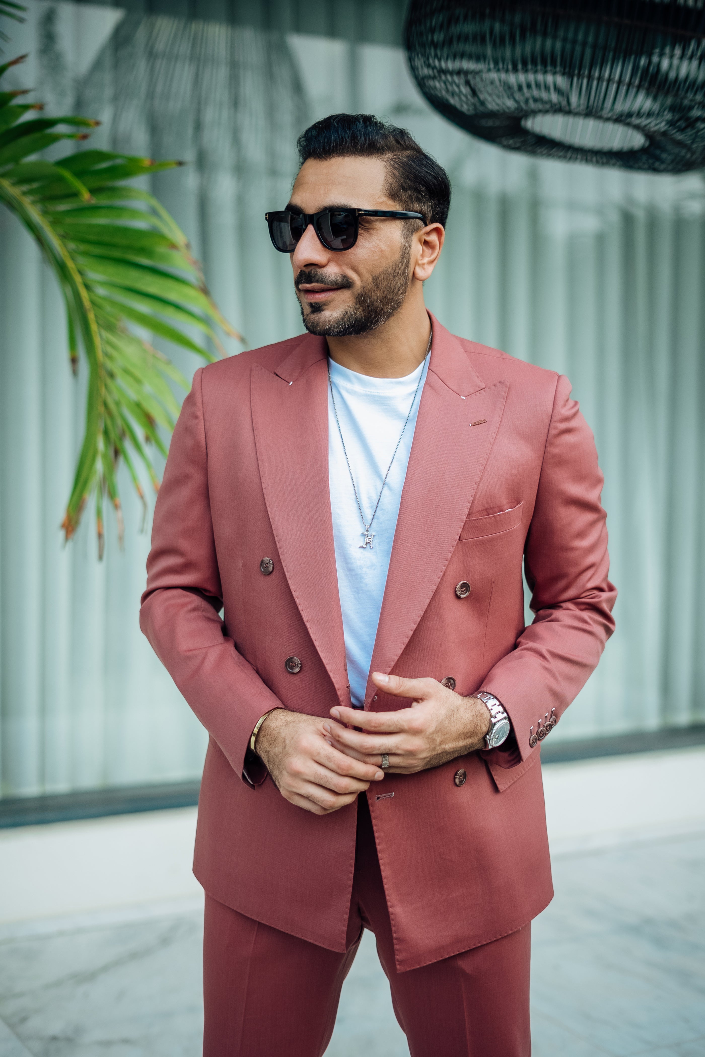 TEA PINK ITALIAN DOUBLE BREASTED SUIT Humayunalamgir