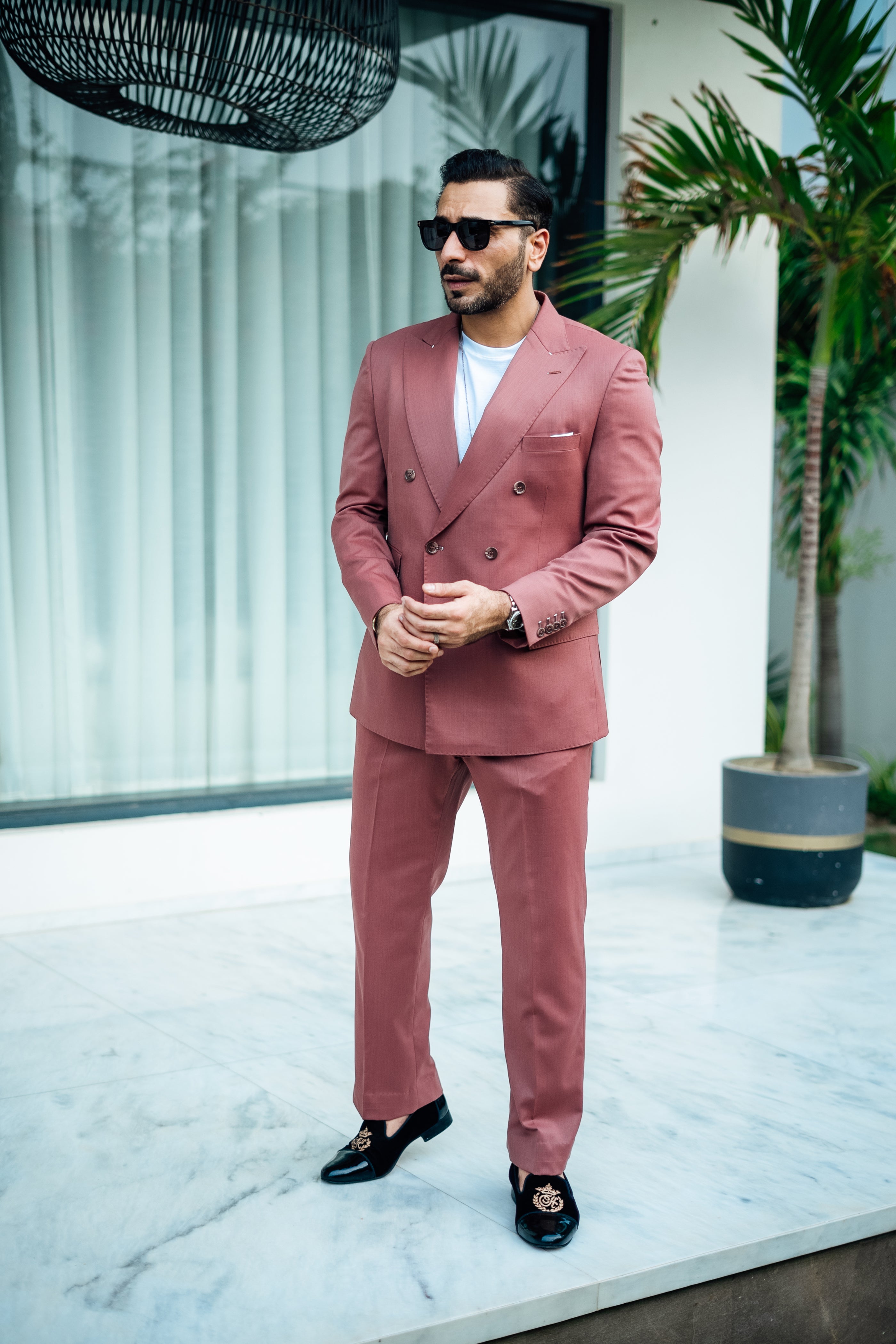 TEA PINK ITALIAN DOUBLE BREASTED SUIT Humayunalamgir