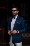 Blue checkered Blazer Humayunalamgir