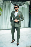 ARMY GREEN DOUBLE BREASTED SUIT Humayunalamgir