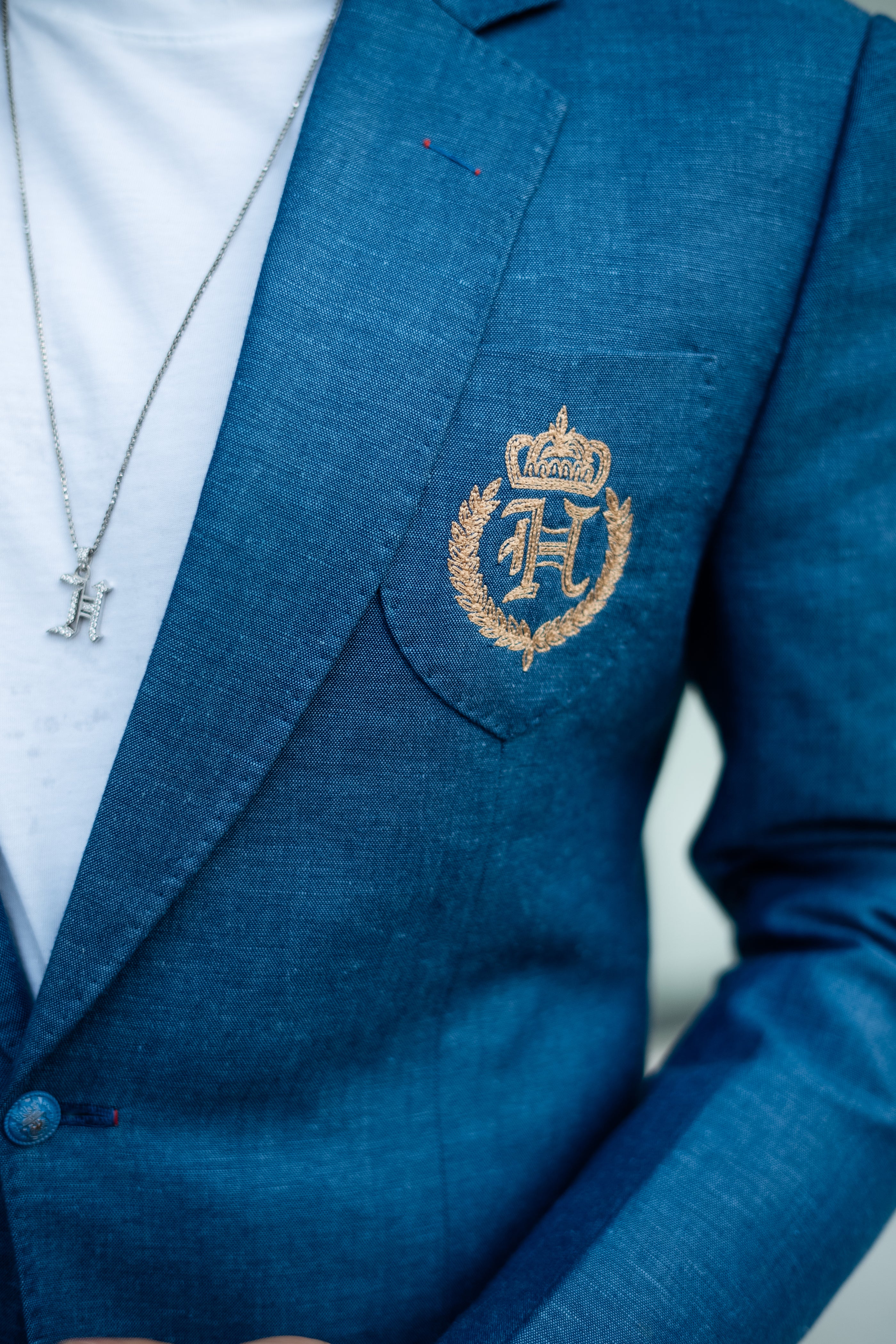 BLUE LINEN SUIT Humayunalamgir