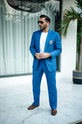 BLUE LINEN SUIT Humayunalamgir