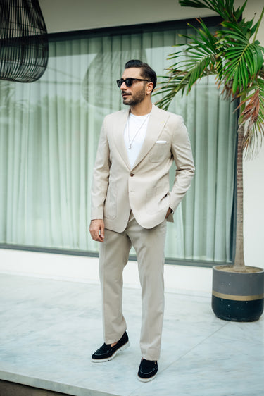 BEIGE ITALIAN TOW PIECE SUIT