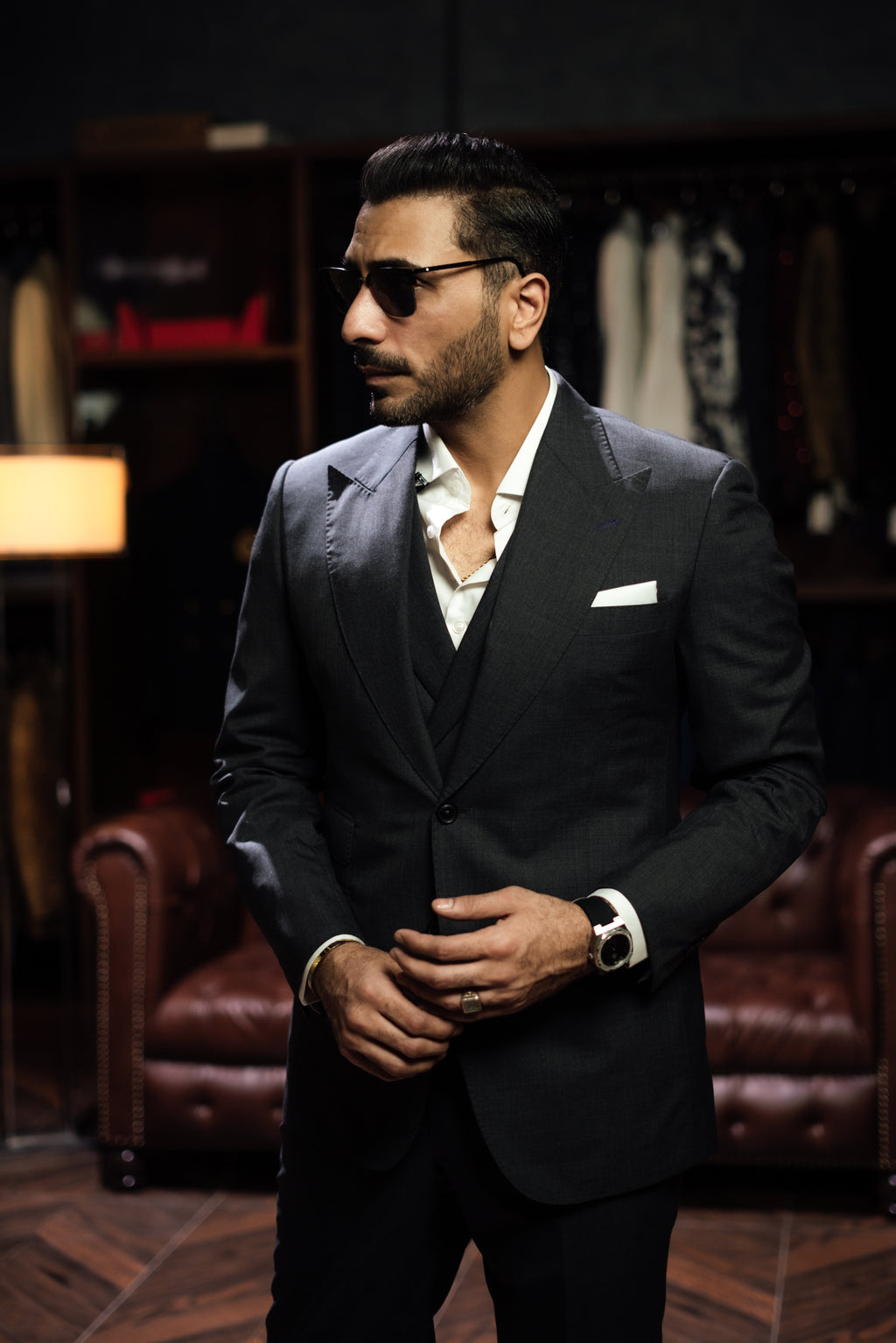 Charcoal grey Italian suit Humayunalamgir