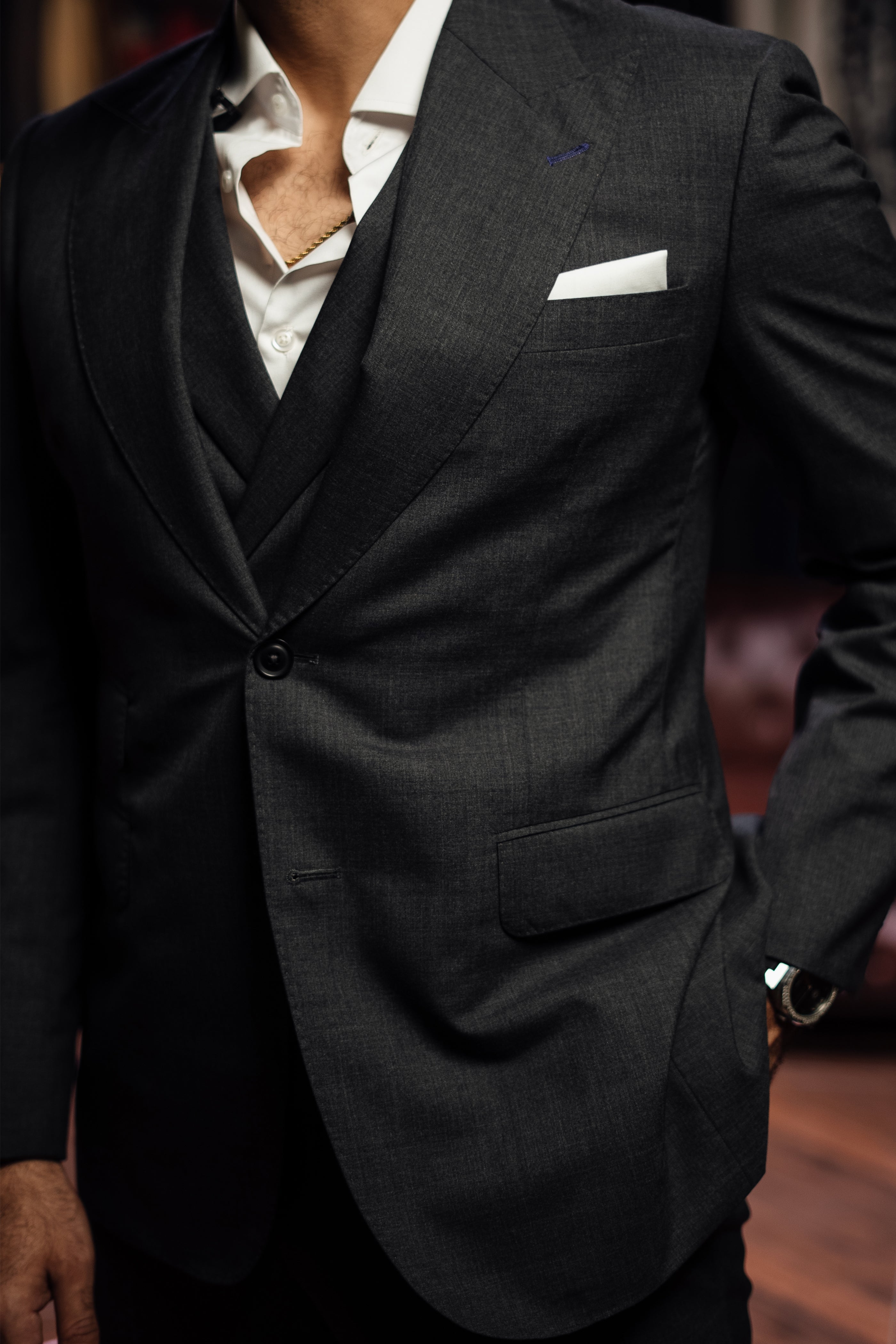 Charcoal grey Italian suit Humayunalamgir