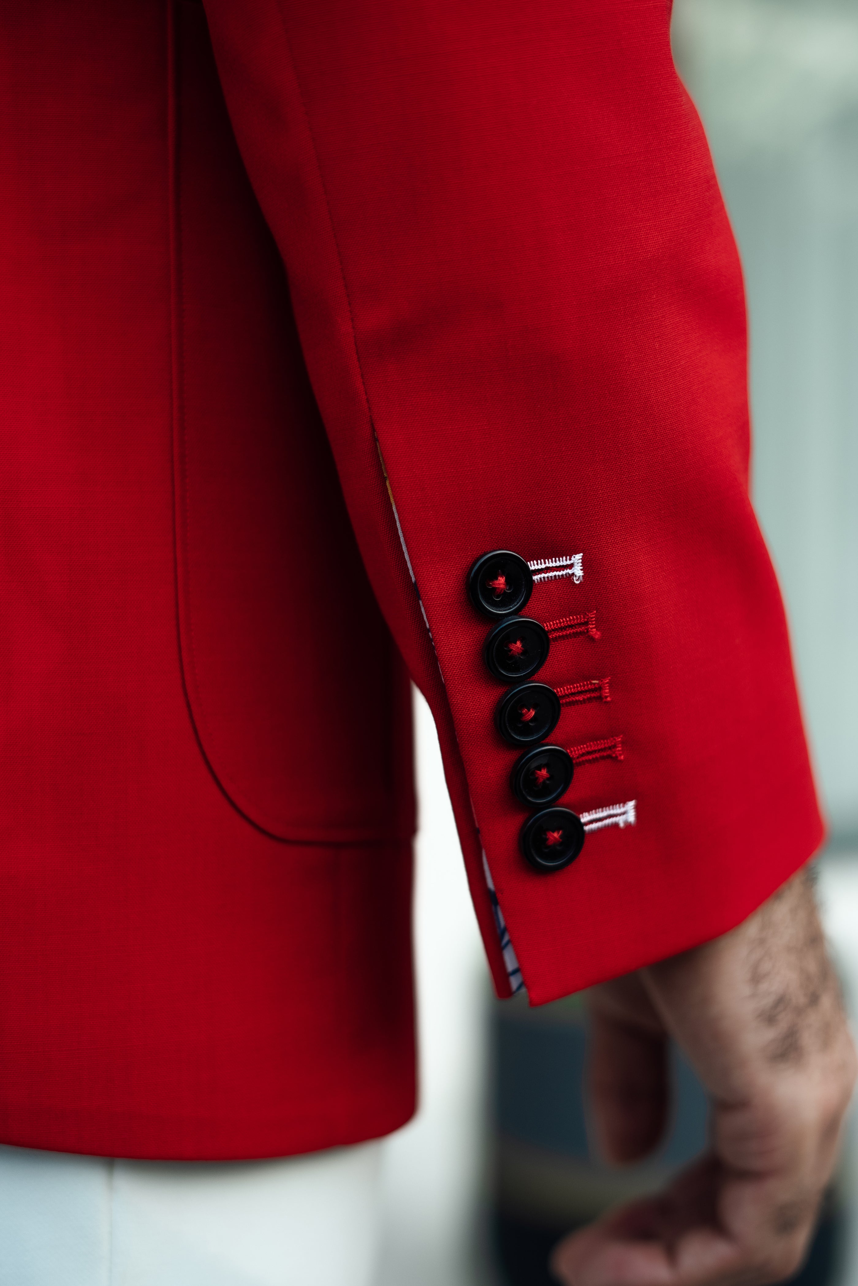 Red Linen Blazer Humayunalamgir