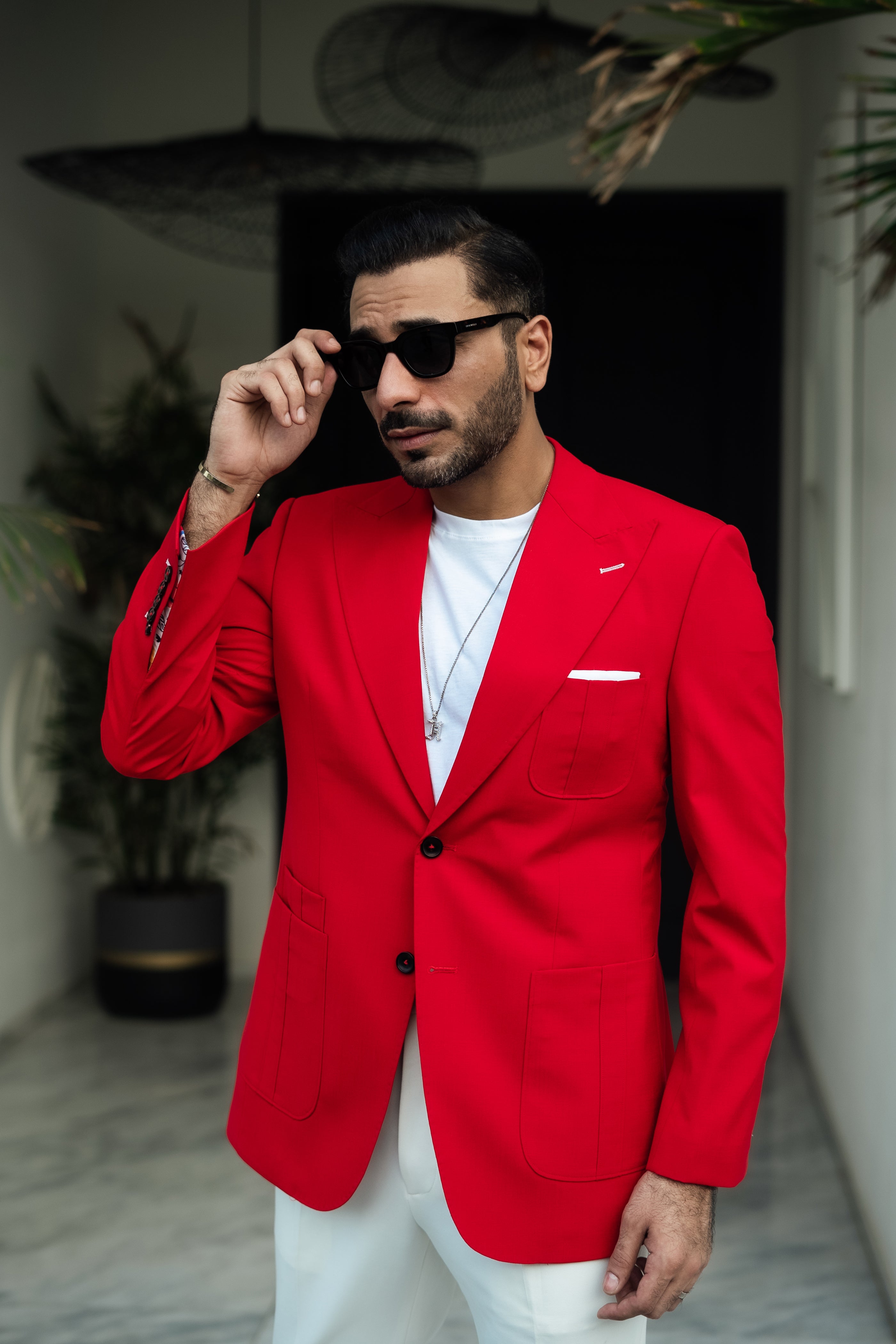 Red Linen Blazer Humayunalamgir