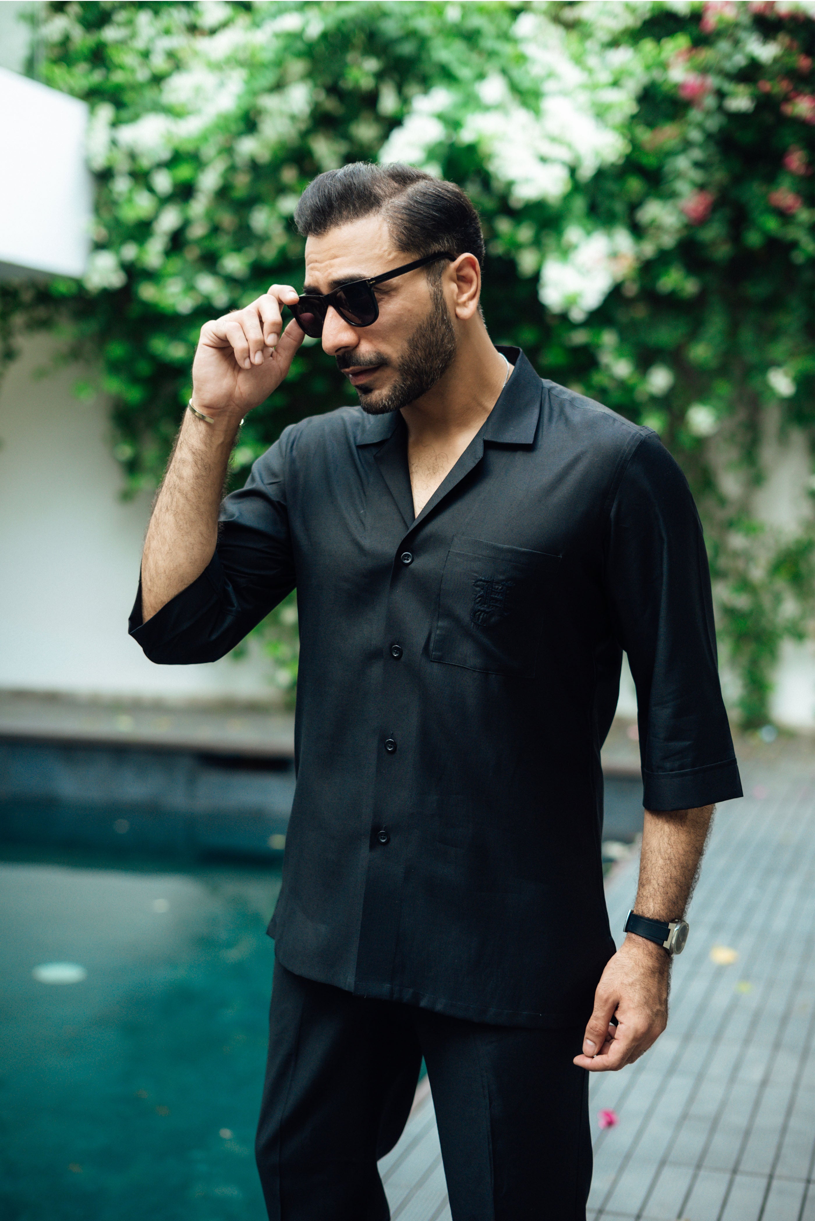 Black linen Co-rd Set Humayun Alamgir