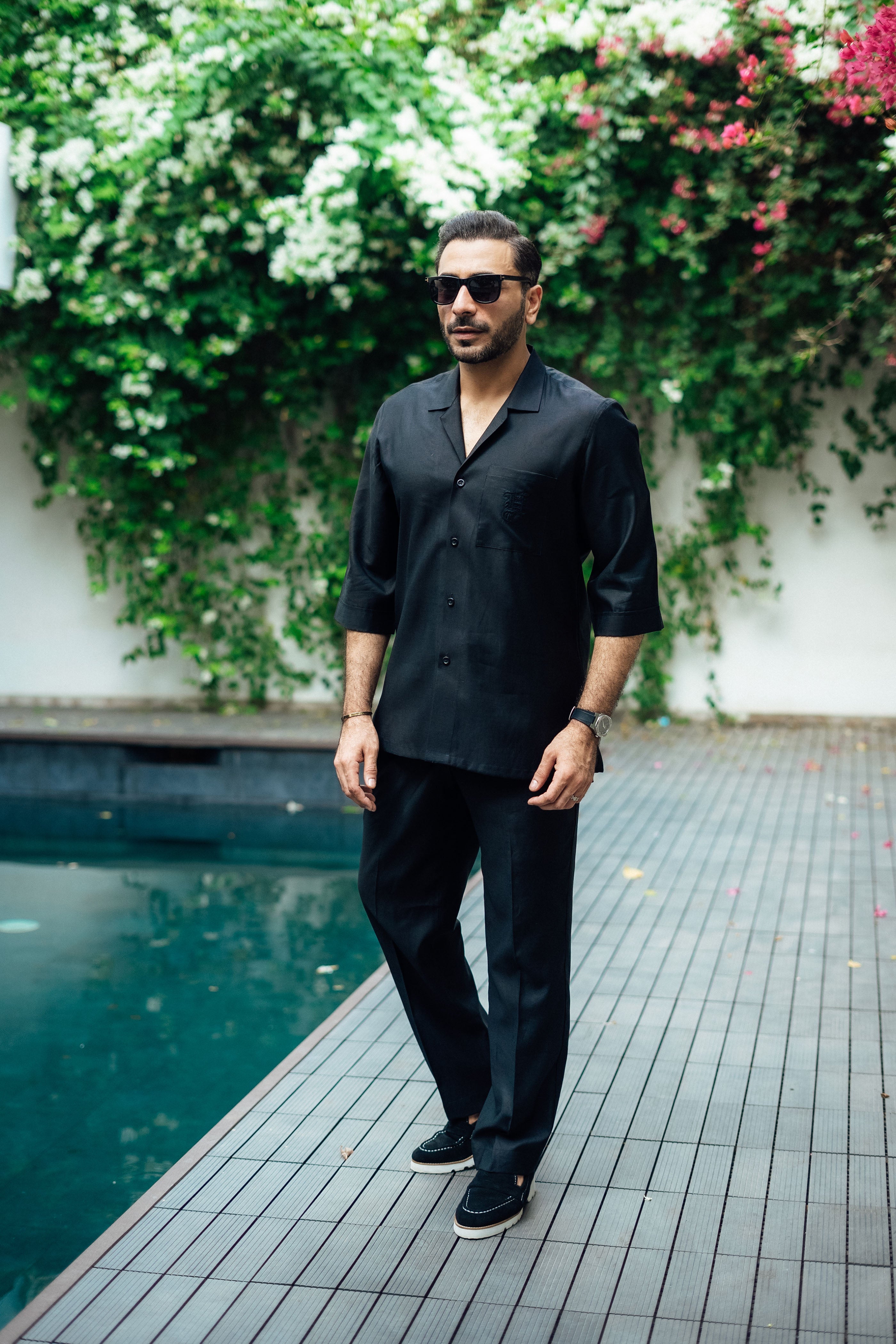 Black linen Co-rd Set Humayun Alamgir